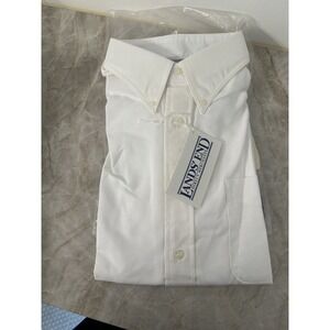 New Lands' End Oxford Shirt Mens 16 1/2 White Short Sleeve Button Down